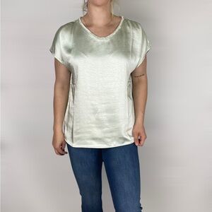 MELISSA NEPTON‎ Simone Mint Tee Short Sleeve Relaxed Fit Blouse Green